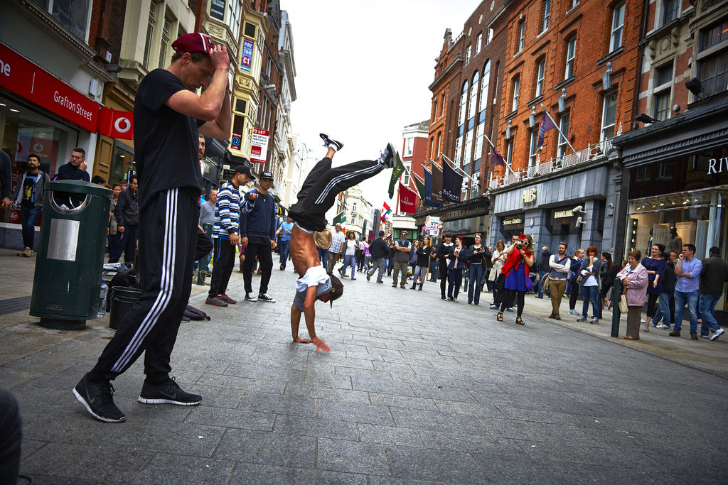 Grafton street, breakdancer, Echt Ierland